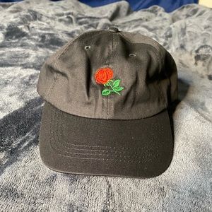 Black dad hat with embroidered rose